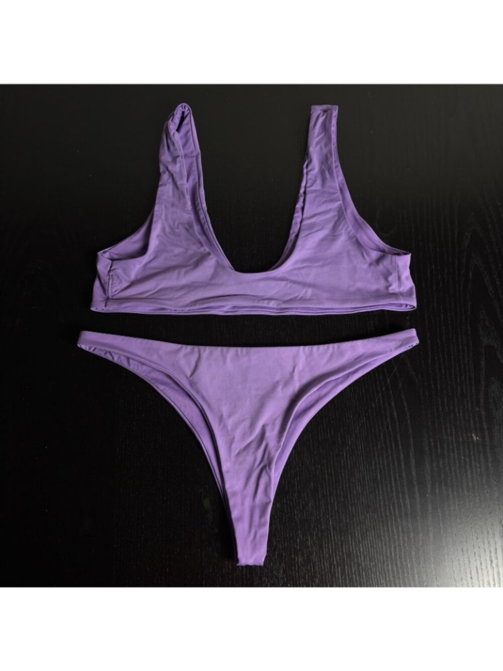 TOAST SWIM Womens L Top/XL Bottom Solid Purple Signature Bikini Swimsuit Set - Picture 2 of 4
